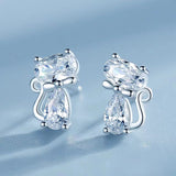 Sterling Silver Kitty Dimond Stud Earrings