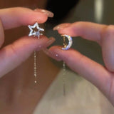 14K Gold-plated Moon Star Threader Earrings