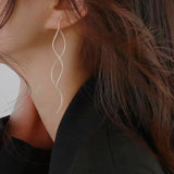 Sterling Silver Wavy Tassel Threader Earrings