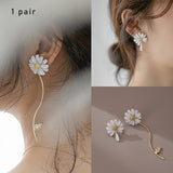 24K Gold Plated Asymmetric Daisy Earrings