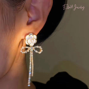 14K Gold-plated Camellia Pearl Earrings