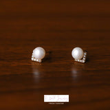 Sterling Silver Elegant Pearl Stud Earrings