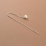 Sterling Silver Artificial Pearl Threader Earrings