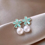 14K Gold-Plated Elegant Flower Pearl Earrings