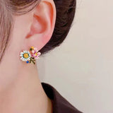 14K Gold-plated Asymmetrical Daisy Stud Earrings