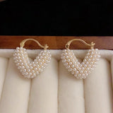 14K Gold-plated Heart Pearl Earrings