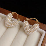 14K Gold-plated Heart Pearl Earrings