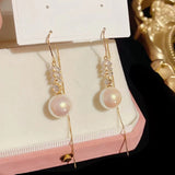 14K Gold-plated Luxury Pearl Threader Earrings