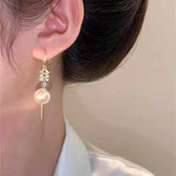 14K Gold-plated Luxury Pearl Threader Earrings