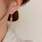 14K Gold-plated Wheat Tassel Threader Earrings