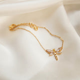 14K Gold Plated Zircon Dragonfly Necklaces