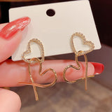 14K Gold Plated Zircon Heart Earrings