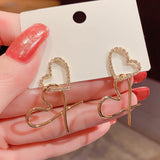 14K Gold Plated Zircon Heart Earrings