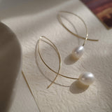 14k Gold-plated Pearl Elegant Threader Earrings