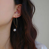 14k Gold-plated Pearl Elegant Threader Earrings