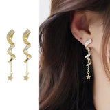 14K Gold-plated Spiral Star Chain Earrings