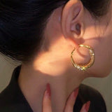 14K Gold-plated Diamond-Studded Metal Hoop Earrings