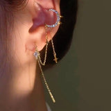 14K Gold-plated Moon & Star Ear Cuffs(1 Pair)