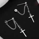 Sterling Silver Cross Tassel Earrings