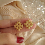 18K Gold-plated Hollow Square Studs