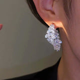 14k Gold-plated luxury Zircon Leaf Earrings