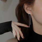 Sterling Silver Luxury Arc-Shaped Tassel Earrings