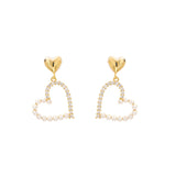 14K Gold-plated Pearl Love Earrings