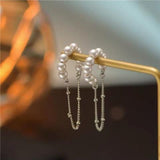 Sterling Silver Pearl Chain Ear Cuffs (1 Pair)