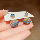 14K Gold-plated Diamond Ball Stud Earrings