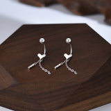 Sterling Silver Love Screw-Buckle Jacket Earrings