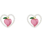 14K Gold-plated Peach Pearl Love Stud Earrings