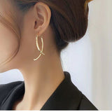 14K Gold-plated Simple Line Cross  Earrings