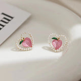 14K Gold-plated Peach Pearl Love Stud Earrings