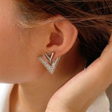 14K Gold-plated Luxury V Jacket Earrings