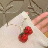 14K Gold-plated Strawberry Threader Earrings