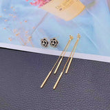 14K Gold Plated Zircon Camellia Tassel Earrings