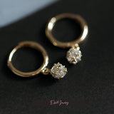 14K Gold-plated Diamond Ball Earrings