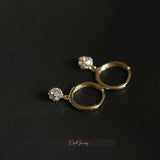 14K Gold-plated Diamond Ball Earrings