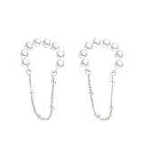 Sterling Silver Pearl Chain Ear Cuffs (1 Pair)