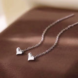 Sterling Silver Heart Delicate Threader Earrings