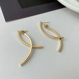 14K Gold-plated Simple Line Cross  Earrings