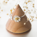 Sterling Silver Luxury Adjustable Daisy Ring