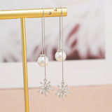 Sterling Silver Sparkling Star Pear Threader Earrings