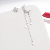 Sterling Silver Star & Moon Tassel Earrings