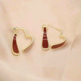 14K Gold-plated Red Heart Cross Earrings