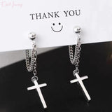 Sterling Silver Cross Tassel Earrings