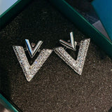 14K Gold-plated Luxury V Jacket Earrings