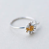 Sterling Silver Luxury Adjustable Daisy Ring