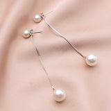 Sterling Silver Pearl Tassel Earrings