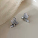 Silver Post Luxury Blue Butterfly/Blue Flower Earrings